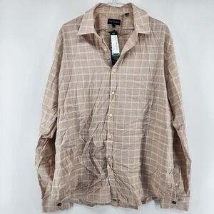 Jack Maverick Men's Beige Large Lightweight Brushed Twill Shirt NWT 100% Cotton